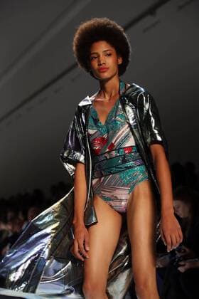 A model takes to the catwalk during the presentation of Leonard s show as part of the Spring-Summer 2017 Paris Fashion Week on October 3, 2016.  PAR20161003103 MAYAxVIDON-WHITE
