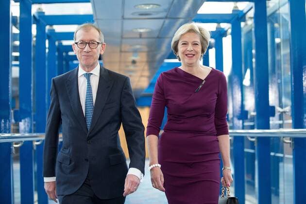 October 5, 2016 - Birmingham, West Midlands, UK - Birmingham , UK . THERESA MAY and PHILIP BALL cross from the Hyatt Hotel to the Conference centre ahead of Theresa May delivering the leader s speech at the close of the conference . The fourth and final day of the Conservative Party Conference at the International Convention Centre in Birmingham Birmingham UK  - ZUMAl94_