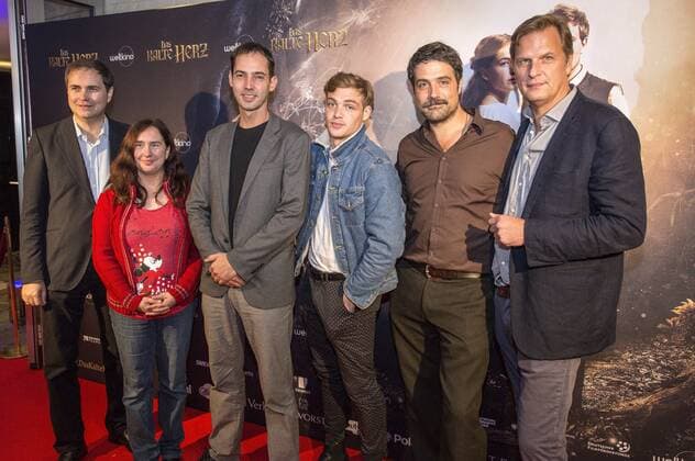 Markus Görsch (Mitteldeutsche Medienförderung), Astrid Plenk (MDR), Steffen Reuter (Schmidtz Katze Filmkollektiv), David Schütter (Schauspieler), Johannes Naber (Regisseur) und Dietmar Güntsche (Weltkino Filmverleih) bei der Premiere des Kinofilms Das kalte Herz im Rundkino. Dresden, 05.10.2016 Foto:xM.xMüllerx xFuturexImage