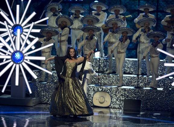 Spanish singer Shaila Durcal performs on stage, during the Latin American Music Awards at the Dolly Theater in Hollywood, Los Angeles, California, United States, 06 October 2016. The awards recognize the most influential Latin American artists according to public vote. EFE ARMANDO ARORIZO Latin American Music Awards in Los Angeles !ACHTUNG: NUR REDAKTIONELLE NUTZUNG!  LAT26 20161007-636114200687921267