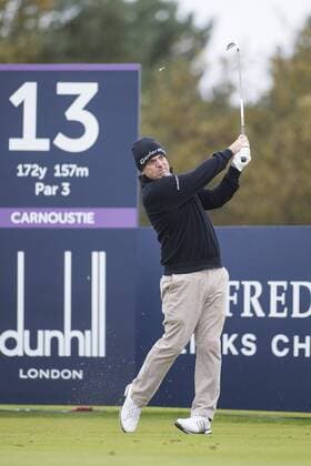 07.10.2016. Carnoustie Golf Course, Fife, Scotland. Alfred Dunhill Links Championship Golf 2nd Round. Paul McGinley teeing off from the 13th Tee 2016 Alfred Dunhill Links Championship Golf 2nd Round Oct 7th  Content restricted for UK based newspaper