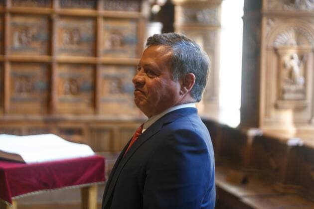 DEU, Deutschland, Nordrhein-Westfalen, Münster, 08.10.2016: Verleihung des Internationalen Preises des Westfälischen Friedens Eintrag in das Goldene Buch der Stadt Münster Abdullah II. bin al-Hussein, König des haschemitischen Königreichs von Jordanien