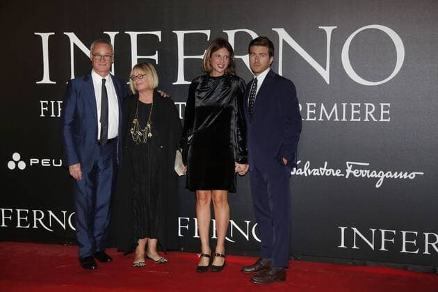 Claudio Ranieri with his wife Rosanna and her daughter Claudia with his husband Alessandro Roja - Florence 8th October 2016. Inferno World Premiere. SamanthaxZucchi