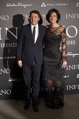 Matteo Renzi with wife Agnese Landini - Florence 8th October 2016. Inferno World Premiere. SamanthaxZucchi