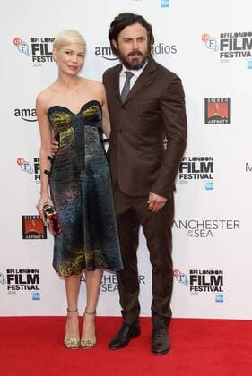 Manchester-by-the-Sea Headline Gala screening London, UK. Michelle Williams and Casey Affleck at the BFI London Film Festival Headline Gala Manchester-by-the-Sea at the Odeon Leicester Square. 8th October 2016. LMK73-62561-091016 