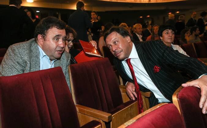 MOSCOW, RUSSIA - OCTOBER 8, 2016: The Russian government s envoy to higher judicial institutions, Mikhail Barshchevsky (R), attends the premiere of the Anna Karenina musical at Moscow Operetta Theatre. Valery Sharifulin TASS  TS033BD8