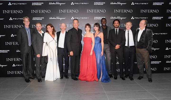 Inferno Filmpremiere in Florenz Rome Photocall Inferno . Pictured: Rome Photocall Inferno. Pictured: Ron Howard, David Koepp, Ben Foster, Tom Hanks, Felicity Jones, Side Babette Knudsen, Ana Uluru, Omar Sy, Irrfan Khan, Dan Brown, Hans Zimmer Copyright: xPoolxRoma2x