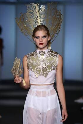 October 9, 2016 - Lisbon, Portugal - A model presents a creation from the Portuguese fashion designer Olga Noronha Spring Summer 2017 collection during the Lisbon Fashion Week on October 9, 2016 in Lisbon, Portugal. Photo: Lisbon Portugal  - ZUMAn230