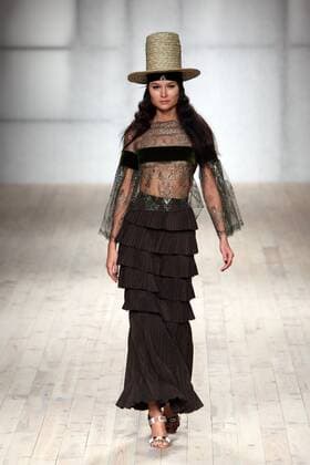 October 9, 2016 - Lisbon, Portugal - A model presents a creation from the Portuguese fashion designer Filipe Faisca Spring Summer 2017 collection during the Lisbon Fashion Week on October 9, 2016 in Lisbon, Portugal. Lisbon Portugal  - ZUMAn230