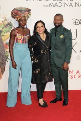 Kenyan-Mexican actress Lupita Nyong o, Indian-American filmmaker Mira Nair and British-Nigerian actor and producer David Oyelowo attend the Virgin Atlantic Gala Screening of Queen Of Katwe at The Odeon, Leicester Square, London as part of the BFI London Film Festival. OCTOBER 9th 2016  GBHx163247