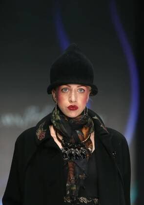 MOSCOW, RUSSIA â€“ OCTOBER 13, 2016: A model showcases a creation during a runway show for the Spring Summer 2017 collection by designer Slava Zaitsev at the Mercedes-Benz Fashion Week Russia in the Manege Central Exhibition Hall. Vyacheslav Prokofyev TASS  TS0346B2