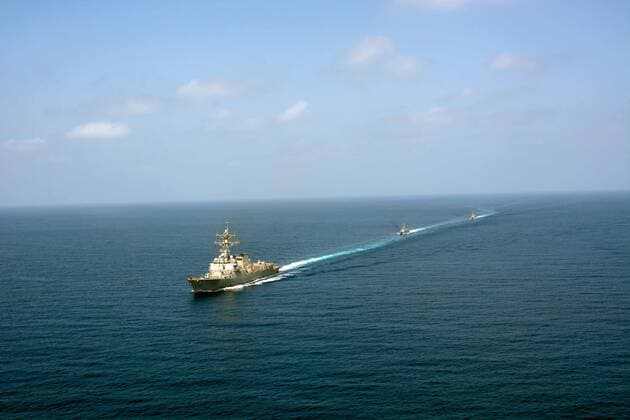 September 10, 2016 - At sea - The US Navy Arleigh Burke-class guided-missile destroyer USS Mason during exercises September 10, 2016 in the Arabian Sea. The Mason was fired upon by Houthi rebels while sailing off the coast of Yemen in the southern end of the Red Sea on October12, 2016. At sea - ZUMAp138