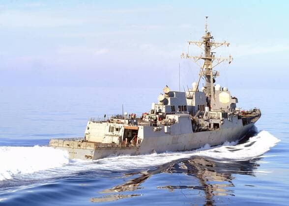 October 13, 2012 - At sea - The US Navy Arleigh Burke-class guided-missile destroyer USS Nitze during operations October 13, 2012, 2016 in the Mediterranean Sea. The sister ship USS Mason was fired upon by Houthi rebels while sailing off the coast of Yemen in the southern end of the Red Sea on October 12, 2016 and the USS Nitze returned missile fire destroying ground stations in Yemen. At sea - ZUMAp138