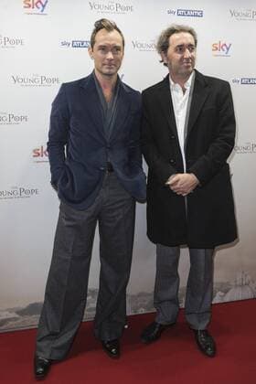 London, UK. 13 October 2016. Jude Law and series creator Paolo Sorrentino at the UK premiere of The Young Pope. The 10-part series, created by Academy Award-winning director Paolo Sorrentino will be broadcast exclusively on Sky Atlantic from 27th October. Jude Law, The Young Pope, London, UK 