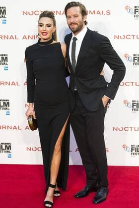 October 14, 2016 - London, London, UK - Pregnant ELIZABETH CHAMBERS and husband ARMIE HAMMER attend the Nocturnal Animals film premiere of as part of the London Film Festival. London, UK. London UK  - ZUMAl94_