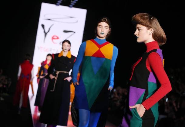 MOSCOW, RUSSIA - OCTOBER 16, 2016: Models showcase creations during a runway show for the Spring Summer 2017 collection by Russian fashion designer Yegor Zaitsev at the Mercedes-Benz Fashion Week Russia in the Manege Central Exhibition Hall. Vyacheslav Prokofyev TASS  TS034ACD