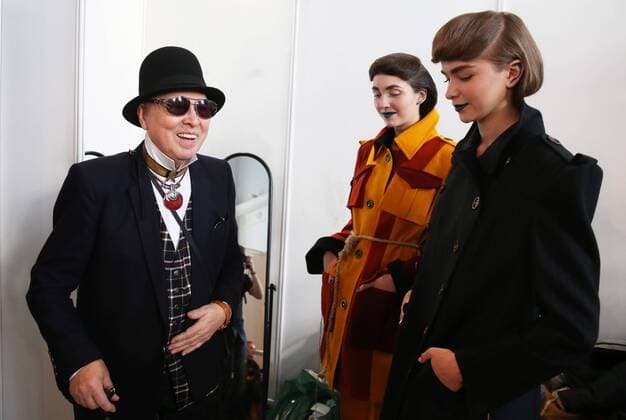 MOSCOW, RUSSIA - OCTOBER 16, 2016: Russian fashion designer Vyacheslav Zaitsev (L) attends a runway show for the Spring Summer 2017 collection by Russian fashion designer Yegor Zaitsev at the Mercedes-Benz Fashion Week Russia in the Manege Central Exhibition Hall. Vyacheslav Prokofyev TASS  TS034ACF
