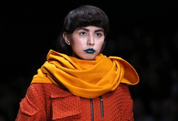 MOSCOW, RUSSIA - OCTOBER 16, 2016: A model showcases creations during a runway show for the Spring Summer 2017 collection by Russian fashion designer Yegor Zaitsev at the Mercedes-Benz Fashion Week Russia in the Manege Central Exhibition Hall. Vyacheslav Prokofyev TASS  TS034AD2