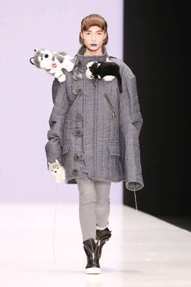 MOSCOW, RUSSIA - OCTOBER 16, 2016: A model showcases creations during a runway show for the Spring Summer 2017 collection by Russian fashion designer Yegor Zaitsev at the Mercedes-Benz Fashion Week Russia in the Manege Central Exhibition Hall. Vyacheslav Prokofyev TASS  TS034ADC