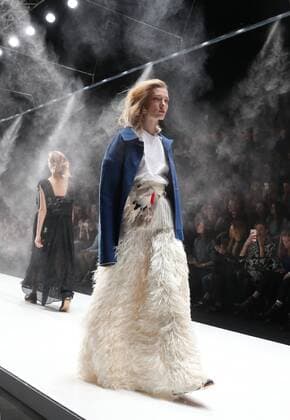 MOSCOW, RUSSIA - OCTOBER 16, 2016: Models showcase creations during a runway show for the Spring Summer 2017 collection by Russian fashion designer Yulia Nikolaeva in the Manege Central Exhibition Hall. Vyacheslav Prokofyev TASS  TS034AEF