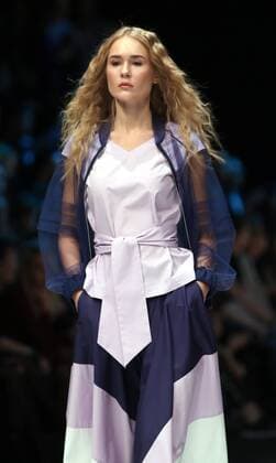 MOSCOW, RUSSIA - OCTOBER 16, 2016: A model showcases creations during a runway show for the Spring Summer 2017 collection by Russian fashion designer Oksana Fedorova in the Manege Central Exhibition Hall. Vyacheslav Prokofyev TASS  TS034AF9