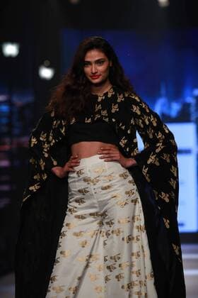 NEW DELHI, INDIA - OCTOBER 15: Bollywood Actress Athiya Shetty showcases the creation of designer Masaba Gupta during Amazon India Fashion Week Spring-Summer 17 at NSIC Exhibition Complex on October 15, 2016 in New Delhi, India. (Photo by Amal Ks Hindustan Times) Amazon India Fashion Week Spring Summer 2017