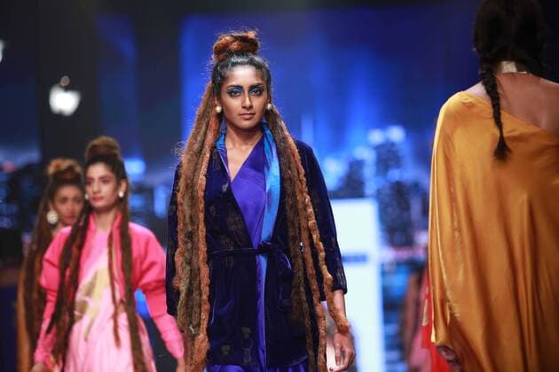NEW DELHI, INDIA - OCTOBER 15: A model showcases the creation of designer Masaba Gupta during Amazon India Fashion Week Spring-Summer 17 at NSIC Exhibition Complex on October 15, 2016 in New Delhi, India. (Photo by Amal Ks Hindustan Times) Amazon India Fashion Week Spring Summer 2017