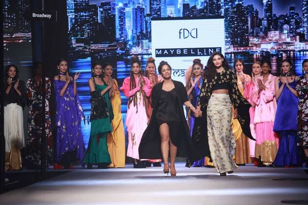 NEW DELHI, INDIA - OCTOBER 15: Bollywood Actress Athiya Shetty showcases the creation of designer Masaba Gupta during Amazon India Fashion Week Spring-Summer 17 at NSIC Exhibition Complex on October 15, 2016 in New Delhi, India. (Photo by Amal Ks Hindustan Times) Amazon India Fashion Week Spring Summer 2017