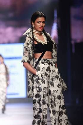 NEW DELHI, INDIA - OCTOBER 15: A model showcases the creation of designer Masaba Gupta during Amazon India Fashion Week Spring-Summer 17 at NSIC Exhibition Complex on October 15, 2016 in New Delhi, India. (Photo by Amal Ks Hindustan Times) Amazon India Fashion Week Spring Summer 2017