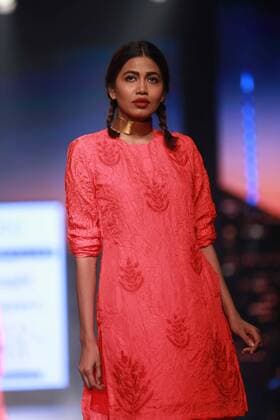 NEW DELHI, INDIA - OCTOBER 15: A model showcases the creation of designer Masaba Gupta during Amazon India Fashion Week Spring-Summer 17 at NSIC Exhibition Complex on October 15, 2016 in New Delhi, India. (Photo by Amal Ks Hindustan Times) Amazon India Fashion Week Spring Summer 2017