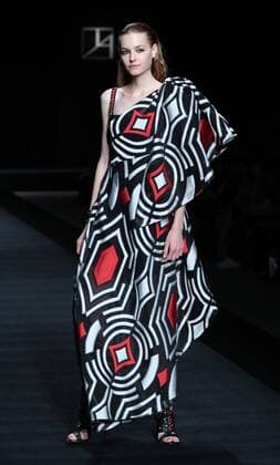 October 17, 2016, Tokyo, Japan - A model displays a creation of Japanese designer Tae Ashida at her spring and summer collection in Tokyo as a part of Japan Fashion Week on Monday, October 17, 2016. Tae Ashida celebrated her 25th anniversary collection.  (lwxa005427)