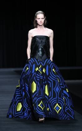 October 17, 2016, Tokyo, Japan - A model displays a creation of Japanese designer Tae Ashida at her spring and summer collection in Tokyo as a part of Japan Fashion Week on Monday, October 17, 2016. Tae Ashida celebrated her 25th anniversary collection.  (lwxa005428)