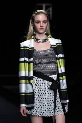 October 17, 2016, Tokyo, Japan - A model displays a creation of Japanese designer Tae Ashida at her spring and summer collection in Tokyo as a part of Japan Fashion Week on Monday, October 17, 2016. Tae Ashida celebrated her 25th anniversary collection.  (lwxa005442)
