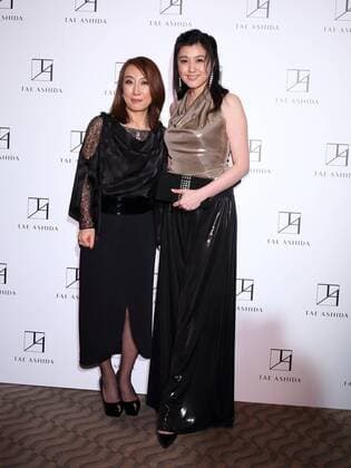 Norika Fujiwara and designer Tae Ashida attend Tae Ashida Fashion Show 2017 S S Amazon Fashion Week Tokyo at Tokyo Japan on 17 Oct 2016.  (peda003238)