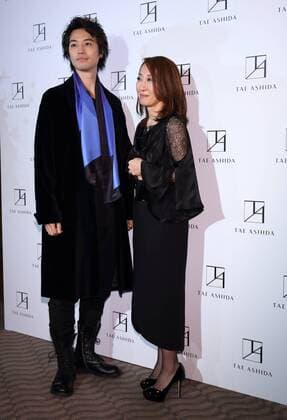 Takumi Saito and designer Tae Ashida attend Tae Ashida Fashion Show 2017 S S Amazon Fashion Week Tokyo at Tokyo Japan on 17 Oct 2016.  (peda003242)