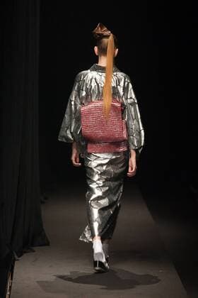 Japanese rock star Yoshiki of band X-Japan presents his Yoshikikimono 2017 Spring Summer Collection at the Amazon Fashion Week Tokyo. Yoshiki played piano and drums as models paraded in his modern kimono designs. The show ended with a rain shower above the drum stand drenching Yoshiki and the models. (Photos by Michael Steinebach AFLO)  (qdm_Yoshikimono_Amazon_Fashion_Week_Tokyo_2017_SS_004)