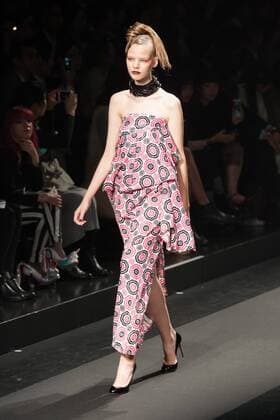 Japanese rock star Yoshiki of band X-Japan presents his Yoshikikimono 2017 Spring Summer Collection at the Amazon Fashion Week Tokyo. Yoshiki played piano and drums as models paraded in his modern kimono designs. The show ended with a rain shower above the drum stand drenching Yoshiki and the models. (Photos by Michael Steinebach AFLO)  (qdm_Yoshikimono_Amazon_Fashion_Week_Tokyo_2017_SS_023)