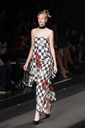Japanese rock star Yoshiki of band X-Japan presents his Yoshikikimono 2017 Spring Summer Collection at the Amazon Fashion Week Tokyo. Yoshiki played piano and drums as models paraded in his modern kimono designs. The show ended with a rain shower above the drum stand drenching Yoshiki and the models. (Photos by Michael Steinebach AFLO)  (qdm_Yoshikimono_Amazon_Fashion_Week_Tokyo_2017_SS_025)