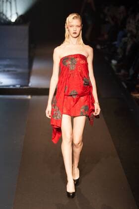 Japanese rock star Yoshiki of band X-Japan presents his Yoshikikimono 2017 Spring Summer Collection at the Amazon Fashion Week Tokyo. Yoshiki played piano and drums as models paraded in his modern kimono designs. The show ended with a rain shower above the drum stand drenching Yoshiki and the models. (Photos by Michael Steinebach AFLO)  (qdm_Yoshikimono_Amazon_Fashion_Week_Tokyo_2017_SS_039)