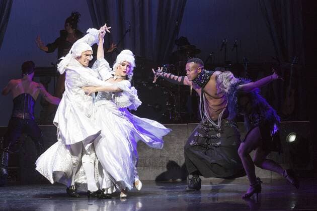 London, UK. 17 October 2016. Dancers performing the opening number Entr Acte. Burn the Floor arrives at the Peacock Theatre with the UK premiere of the international smash-hit show Fire in the Ballroom. The production is a high-energy ballroom dance spectacle featuring 14 champion dancers breathing new life into classics such as the Viennese Walz, Foxtrot, Samba, Tango and Jive. The show was crafted by choreographer Peta Roby, based on an original choreography by Jason Gilkison, and will run from 18 October to 5 November 2016. Fire in the Ballroom by Burn the Floor, Peacock Theatre, London, UK 