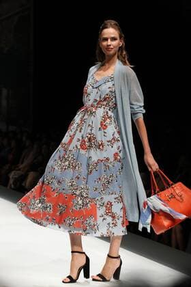 October 18, 2016, Tokyo, Japan - A model displays a creation of Japanese designer Yuki Torii at her 2017 spring summer collection in Tokyo as a part of Japan Fashion Week on Tuesday, October 18, 2016.  (lwxa005495)