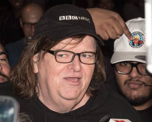 Director Michael Moore is surrounded by reporters upon arriving to a New York theater to attend the premiere of his documentary Michael Moore In TrumpLand on October 18, 2016. Moore had finished editing the film the previous day and made a surprise last minute announcement on Twitter that he would show it for free today. The film will start playing in Los Angeles and New York tomorrow. Photo by Enrique Shore Cordon Press  ENRIQUExSHORE Director Moore arrives to the premiere of his documentary MIcha