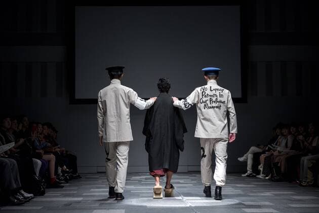 October 19, 2016 - Tokyo, Tokyo, Japan - A model presents a creation by Japanese designer Takafumi Tsuruta for his label Tenbo as part of Fashion Week Tokyo Spring Summer 2017. Tokyo Japan - ZUMAc166 20161019_zap_c166_011
