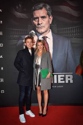 actor and presenter Jonas Van Geel and actress Evelien Bosmans pictured ahead of the Belgian premiere of Erik Van Looy movie called De Premier in Antwerp kinepolis, Wednesday 19 October 2016.  DAVIDxSTOCKMAN 04961133