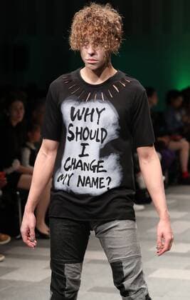October 19, 2016, Tokyo, Japan - A model displays creation of Japanese designer Takafumi Tsuruta at the tenbo 2017 spring summer collection as a part of Japan Fashion Week in Tokyo on Wednesday, October 19, 2016.  (lwxa005559)