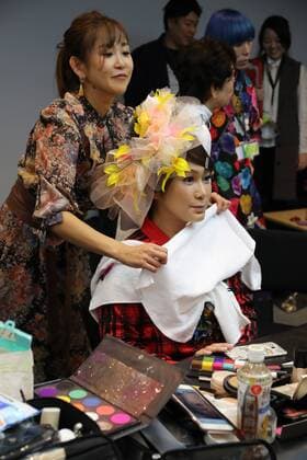 October 19, 2016, Tokyo, Japan - Japanese transgender actress Ai Haruna prepares for the tenbo 2017 spring summer collection, designed by Japanese designer Takafumi Tsuruta as a part of Japan Fashion Week in Tokyo on Wednesday, October 19, 2016.  (lwxa005568)