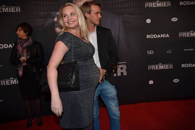 Lesley-Ann Poppe and Kevin Lebreton pictured ahead of the Belgian premiere of Erik Van Looy movie called De Premier in Antwerp kinepolis, Wednesday 19 October 2016.  DAVIDxSTOCKMAN 04961162