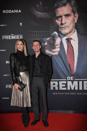 Kelly Pfaff and Sam Gooris pictured ahead of the Belgian premiere of Erik Van Looy movie called De Premier in Antwerp kinepolis, Wednesday 19 October 2016.  DAVIDxSTOCKMAN 04961171
