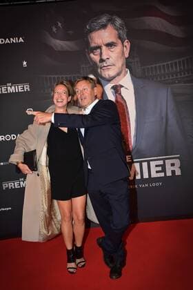 Cath Luyten and Frank Raes pictured ahead of the Belgian premiere of Erik Van Looy movie called De Premier in Antwerp kinepolis, Wednesday 19 October 2016.  DAVIDxSTOCKMAN 04961177