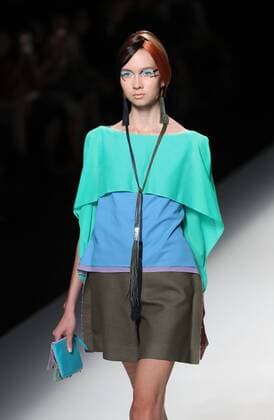 October 21, 2016, Tokyo, Japan - A model displays a creation of Japanese designer Yuma Koshino at her 2017 spring summer collection in Tokyo as a part of Japan Fashion Week on Friday, October 21, 2016.  (lwxa005631)